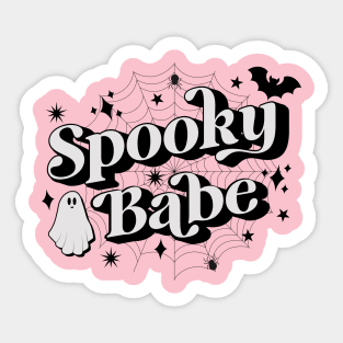 Goth Girl Spooky Babe with Spiderwebs and Kawaii Ghost Sticker